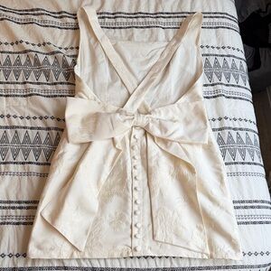 Low bow white bridal mini dress